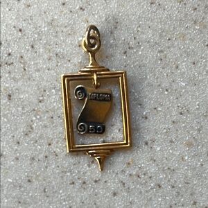 Gold tone Diploma Charm Pendant 1959